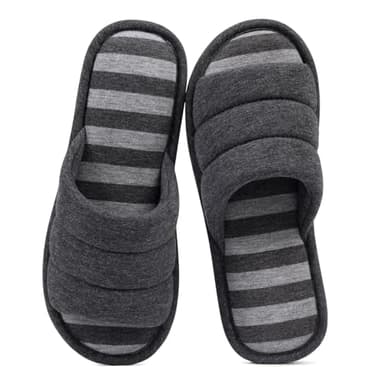 shevalues Women's Soft Indoor Slippers Open Toe Cotton Memory Foam Slip on Home Shoes House Slippers, Dark Grey 270 (Size 9-9.5) - Image 1