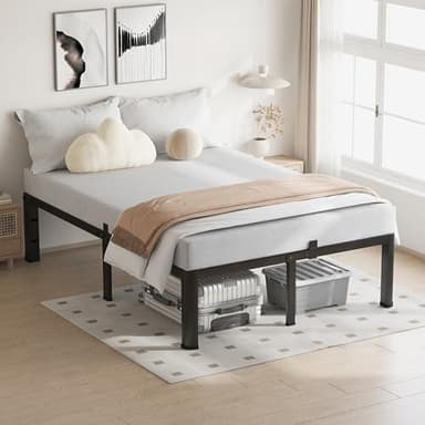 VIPSHOW 12 Inch Queen Bed Frame, 3500Lbs Heavy Duty Metal Platform with Round Corner Legs Mattress Slide Stopper, Steel Slat Support No Box Spring Needed, Noise Free, Non-Slip, Easy Assembly - Image 2