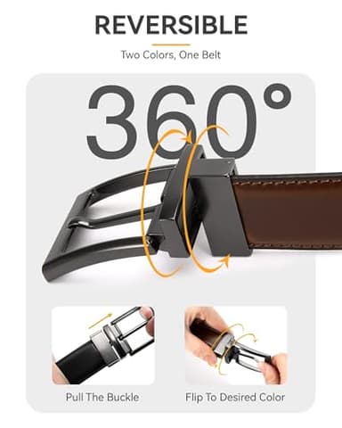 CHAOREN Mens Belts Leather 1 Pack - 1.25" Reversible Belts for Men for Dress Pants - One Belt, Two Colors - Image 4