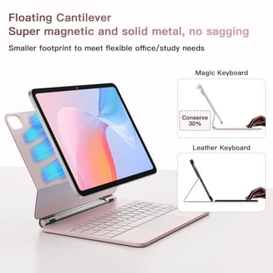 RAYMCRAFT for iPad Air 11-inch (M3 2025 / M2 2024) & iPad Pro 11 inch(1st/2nd/3rd/4th Gen), Magic Keyboard for Air 4/5 10.9", Springy Backlit Keys, Stain-Resistant Surface, Multi-Touch Trackpad, Pink - Image 6