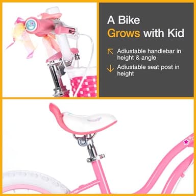 RoyalBaby Stargirl Kids Girls Bike Bicycle with Basket Training Wheels Kickstand 16 Inch Pink - Image 9