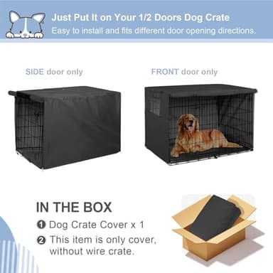 Explore Land Dog Crate Cover Heavy Duty Polyester Pet Kennel Sunshade Universal Fit for 48 inches Wire Cage (Black) - Image 2