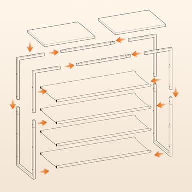 HOOBRO Shoe Rack, 5 Tier Shoe Storage Organizer with 4 Oxford Fabric Shelves and Top Panel, Holds 16-20 Pairs of Shoes, for Entryway and Closet, Industrial, Greige and Black BG50XJ01 - Image 9