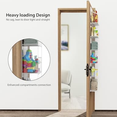 Univivi Over Door Hanging Organizer, Closet Door Organizer with 6 Clear Plastic Pockets & 2 Big Metal Hooks for Cosmetics, Bathroom, Nursery and Sundries - Image 2