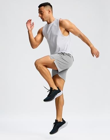 Soothfeel Men's Running Shorts with Zipper Pockets 5 Inch Lightweight Quick Dry Gym Athletic Workout Shorts for Men (Light Grey, L) - Image 6