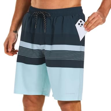 HODOSPORTS Mens Swim Trunks with Compression Liner 9 Inch Quick Dry Swim Shorts with Pockets Swim Suit - Image 2