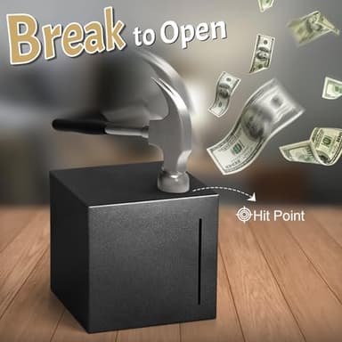 Piggy Bank for Adults Must Break to Open, Unbreakable Adults Piggy Bank Made of Stainless Steel, Metal Saving Bank (Black, 4.72-inch) - Image 5