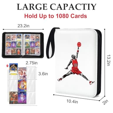 Basketball Card Binder,9 Pocket with 60 Sleeves up to 1080 Cards,Portable Waterproof Storage Book with Removable Clear Sleeves,Compatible with Basketball Cards 2024-2025 - Image 3