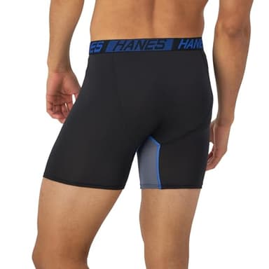 Hanes Men's X-Temp Total Support Pouch Boxer Brief, Anti-Chafing, Moisture-Wicking Underwear, Multi-Pack, Black, Large - Image 3