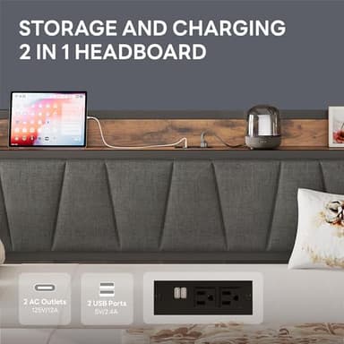 LIKIMIO Daybed with Trundle Bed, Twin Bed Frame with Storage Headboard and Charging Station, Sofa Day Bed with Strong Supports for Living Room, Bedroom, and Guest Room, Grey - Image 6