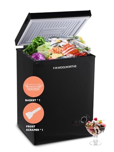 F.W.WOOLWORTHS 3.5 Cu.Ft Chest Freezer with Removable Basket, Deep Freezer Adjustable 7 Thermostat, Compact Freezer for Kitchen, House, Office, Garage, Basement, RVs-Black - Image 1