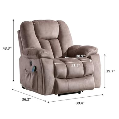 CANMOV Power Lift Recliner Chair with Massage and Heat for Elderly, Overstuffed Wide Recliners, Heavy Duty and Safety Motion Reclining Mechanism with USB Ports, 2 Concealed Cup Holders, Apricot - Image 2