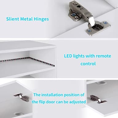 sogesfurniture 39.3'' Floating Wall TV Cabinet Stand with LED Lights, Wall Mounted Entertainment Center with Storage Shelves, Modern High Gloss Media Console for Living Room, Bedroom - Image 5