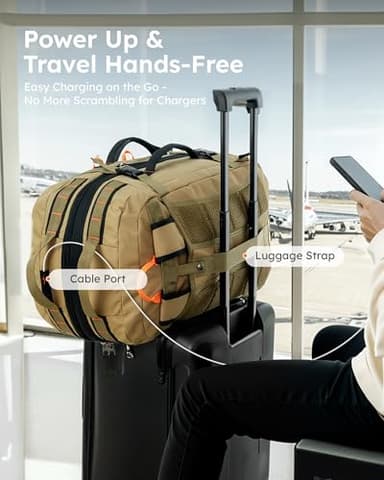 Tolaccea Travel Laptop Backpack, Large Carry on Backpack Flight Approved Convertible Duffle Luggage Bag Daypack Work Business Rucksack Fits 16" Laptop for Men Women 3 Carrying Ways, 40L-50L Expandable - Image 10