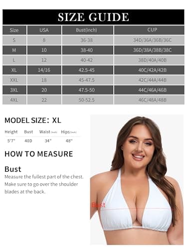 Ocean Blues Women's White Plus Size Triangle Bikini Top Halter Bathing Suit Top Tie Swim Top Size Medium - Image 2
