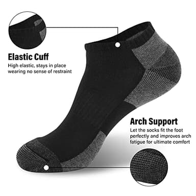 COOPLUS 12 Pack Mens Cushioned Ankle Socks, Low Cut Breathable Casual Socks (Shoe Size 6-11) - Image 4
