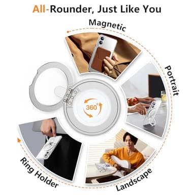 Temdan Designed for Samsung Galaxy S25 Edge Case, Magnetic 360° Rotatable Ring Stand [Compatible with Magsafe] Military-Grade Protection Kickstand Phone Case for Galaxy S25 Edge-Clear - Image 2