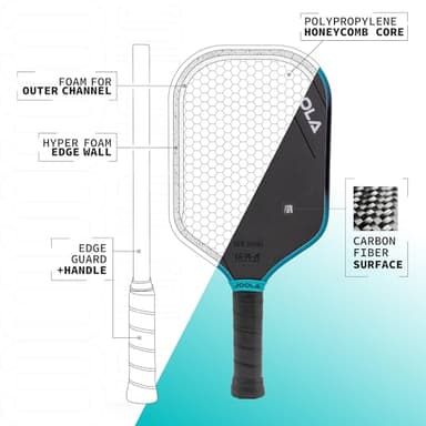 JOOLA Ben Johns Perseus 3S 16mm Pickleball Paddle w/Propulsion Core - Charged Carbon Surface Technology. UPA Approved - Elongated Body Shape w/Large Sweet Spot. NFC Chip Enabeled & UPA-A Certified. - Image 3