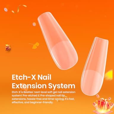 Beetles Gel Nail Tips Medium Coffin Etch X Nail Tips, 12 Sizes 288Pcs Pre Shaped Half Matte Press On Nails Full Cover False Nails for Pastel Spring Nails Acrylic Fake Nails Nail Extensions Kit - Image 5