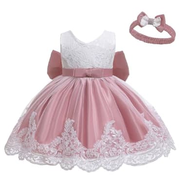 Baby Girl Dresses Bowknot Lace Pageant Party Wedding Flower Girl Dress 12-18 Months - Image 3