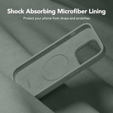 GONEZ for iPhone 14 Pro Case, Compatible with Magsafe, with Screen Protector + Camera Lens Protector, Soft Anti-Scratch Microfiber Lining, Shockproof Liquid Silicone Phone Cover, Calke Green - Image 7