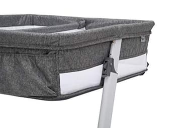 Simmons Kids By The Bed City Sleeper Bassinet for Twins - Adjustable Height Portable Crib with Wheels & Airflow Mesh, Grey Tweed - Image 8