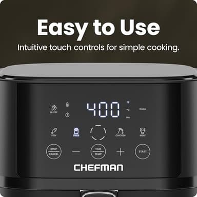 Chefman Air Fryer – 4 QT Compact Airfryer for Quick & Easy Meals in Minutes, Features Hi-Fry Technology for Extra Crisp, Touchscreen Controls with 4 Presets, Nonstick & Dishwasher Safe Basket - Black - Image 5