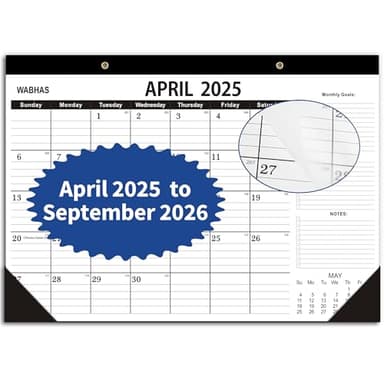 Desk Calendar 2025-2026,April 2025 to September 2026-Calendar 2025-2026 -18 Months,Desk Calendar 2025-2026 with to-do List,Thick Paper,17" x 12" For Planning. - Image 1