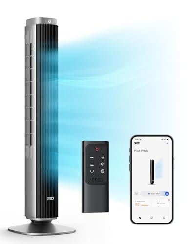 Dreo Tower Fan for Bedroom, 90° Oscillating Standing Fan with 40ft Far Airflow, 25dB Ultra Quiet DC Motor, 28ft/s Velocity, 12 Speeds, 42 inch, Smart Control, 4 Modes, 12H Timer, Pilot Pro S - Image 1