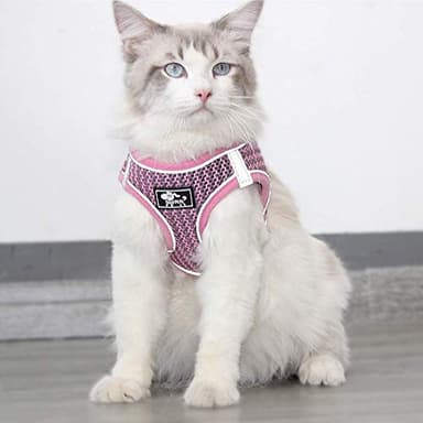 Dog and Cat Universal Harness with Leash - Cat Harness Escape Proof - Adjustable Reflective Step in Dog Harness for Small Dogs Medium Dogs - Soft Mesh Comfort Fit No Pull No Choke, Pink, L - Image 7