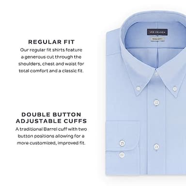 Van Heusen Men's Regular Fit Gingham Button Down Collar Dress Shirt, Periwinkle, 15.5"-16" Neck 33"-34" Sleeve - Image 6