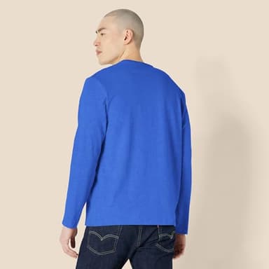Amazon Essentials Men's Regular-Fit Crewneck T-Shirts, Long-Sleeve, Bright Blue, Size XX-Large, With Pocket - Image 3