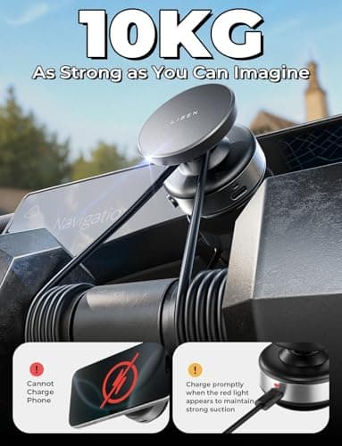 LISEN Car Phone Holder, Suction Phone Mount for Magsafe, 360° Rotation Vacuum Magnetic Phone Holder for Content Creator Gym (Carbon Fiber) Black - Image 4