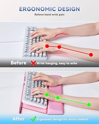 Laborio Computer Keyboard Wrist Rest Stand for Desktop, Keyboard Holder for Easy Typing with Wrist Pad for Office Desk, Home, School (Pink) - Image 3