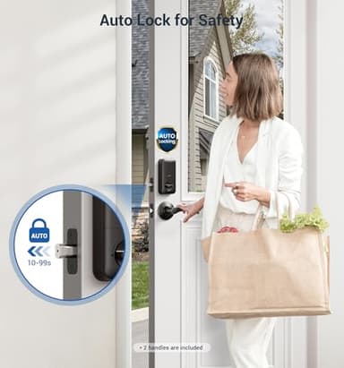 Veise Fingerprint Door Lock with 2 Lever Handles - Keyless Entry Door Lock, Electronic Keypad Deadbolt, Digital Smart Code & Front Handle Sets, Auto-Locking, Easy Installation, Matte Black - Image 4