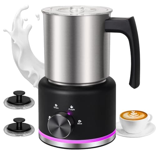 ByNaRIX Milk Frother, 16.9 OZ Milk Frother and Steamer, 4 in 1 Electric Milk Frother Dishwasher Safe, Durable Silent Working Frother for Coffee, Hot and Cold Foam Maker, Black - Image 1