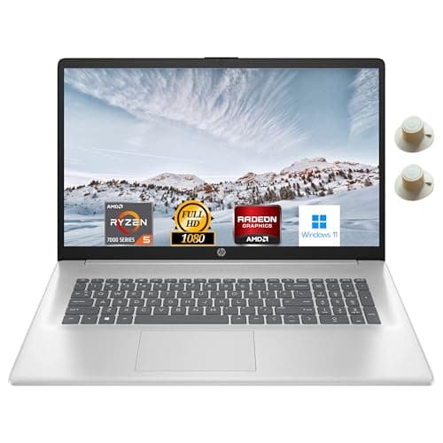 HP 17.3" Laptop, Full HD (1920 * 1080) Display, AMD Ryzen 5 Processor (Beats i7-11370H), 32GB RAM, 1TB SSD, Windows 11 Home, Webcam, Wi-Fi, Bluetooth, Natural Silver, Alpacatec Accessory (Renewed) - Image 1