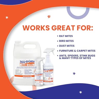 Mite Killer Spray by Mite-B-Gone — Kills Human Mites, Bird, Dust, Spider, Rat, Turkey, Carpet Mites. Treatment for Homes, Furniture, Bedding, Auto & Animals | Non-Toxic | Kid & Pet Safe | 16oz Spray - Image 2