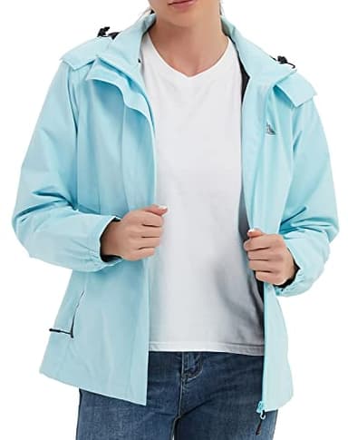 MOERDENG Women's Waterproof Rain Jacket Lightweight Raincoat Hooded Hiking Jacket Softshell Windbreaker - Image 4