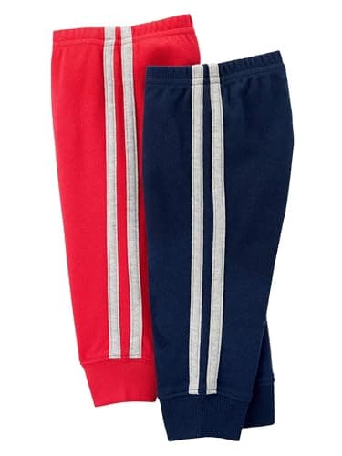 Simple Joys by Carter's Baby Cotton Pants, Pack of 4, Dark Blue/Dark Grey/Grey Heather/Red, 24 Months - Image 2