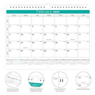 BHR Calendar 2025-2026 Wall Calendar From January 2025 to June 2026 18 Months Calendar Planner, 14.7"×11"Thick Paper with Julian Dates and Block for Home Office Planning for New Year Christmas Gifts - Image 2