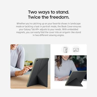 SAMSUNG Galaxy Tab A9+ Book Cover, Tablet Protector Case, Foldable Stand with Landscape and Portrait Modes, Protective Against Bumps and Scratches, Auto Screen On/Off, US Version, White - Image 4