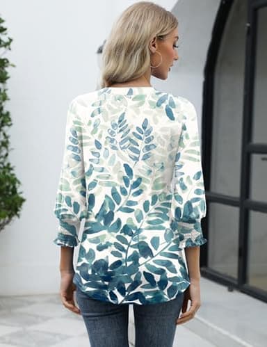 LOMON Women's 2025 Fashion Tops 3/4 Length Sleeve Business Casual Blouses Summer Tees Shirts - Image 4