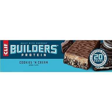 CLIF BUILDERS Protein Bars - Cookies 'n Cream Flavor - 20g Plant Based Protein - Gluten Free - Non-GMO - Low Glycemic - No Artificial Sweeteners - 2.4 oz. (12 Pack) - Image 14