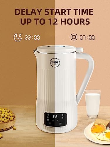 BUAIAHUG 20oz Nut Milk Maker Machine - Multi-Functional Automatic Almond with 10 Blades, Plant-Based, Oat, Soy, and Dairy Free Beverages 12 Hours Timer/Auto-clean/Room Temp/Keep Warm/Boil, White - Image 7