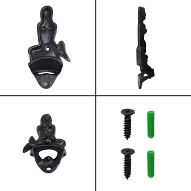 Luwanburg Black Nautical Mermaid Bottle Opener Wall Mounted Beer Cap Opener Cast Iron for Beach - Image 6