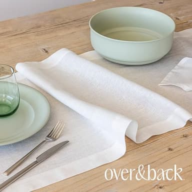 over&back 18x108 Washed 100% Linen Table Runner - Washable Table Runners for a Custom Home Decor Tablescape - Perfect for Coffee Table, Dinner Table, Living Room, and More - Ivory - Image 7