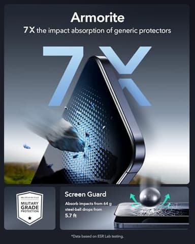ESR 3 Pack 9H+ Glass for iPhone 17 Pro Max Screen Protector, [Military-Grade Shatterproof], with AR Anti-Reflective Technology, Armorite Ultra-Tough Tempered Glass with Ultra Fit Tray - Image 5