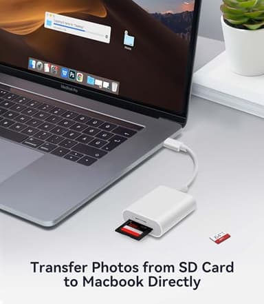 USB C SD Card Reader, WNXSLOAD SD Card Adapter with SD MicroSD Dual Slots for iPhone 15 16 iPad Mac MacBook Laptop, USB-C/TypeC High-Speed Trail Camera Memory Card Reader, Plug & Play - 2 Slots - Image 4