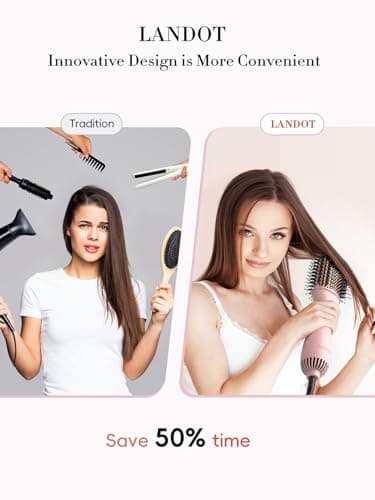 LANDOT Hair Blow Dryer Brush: One-Step Hot Air Brush with 60mm Oval Barrel - 4 in 1 HairDryer Styler and Volumizer for Drying Straightening Curling Volumizing Hair Fight Frizz and Add Volume - Image 2